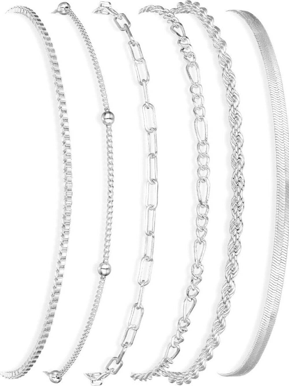 Trendy 6-Piece Stackable Bracelets - 14K Gold/Silver for Fashion-Forward Women